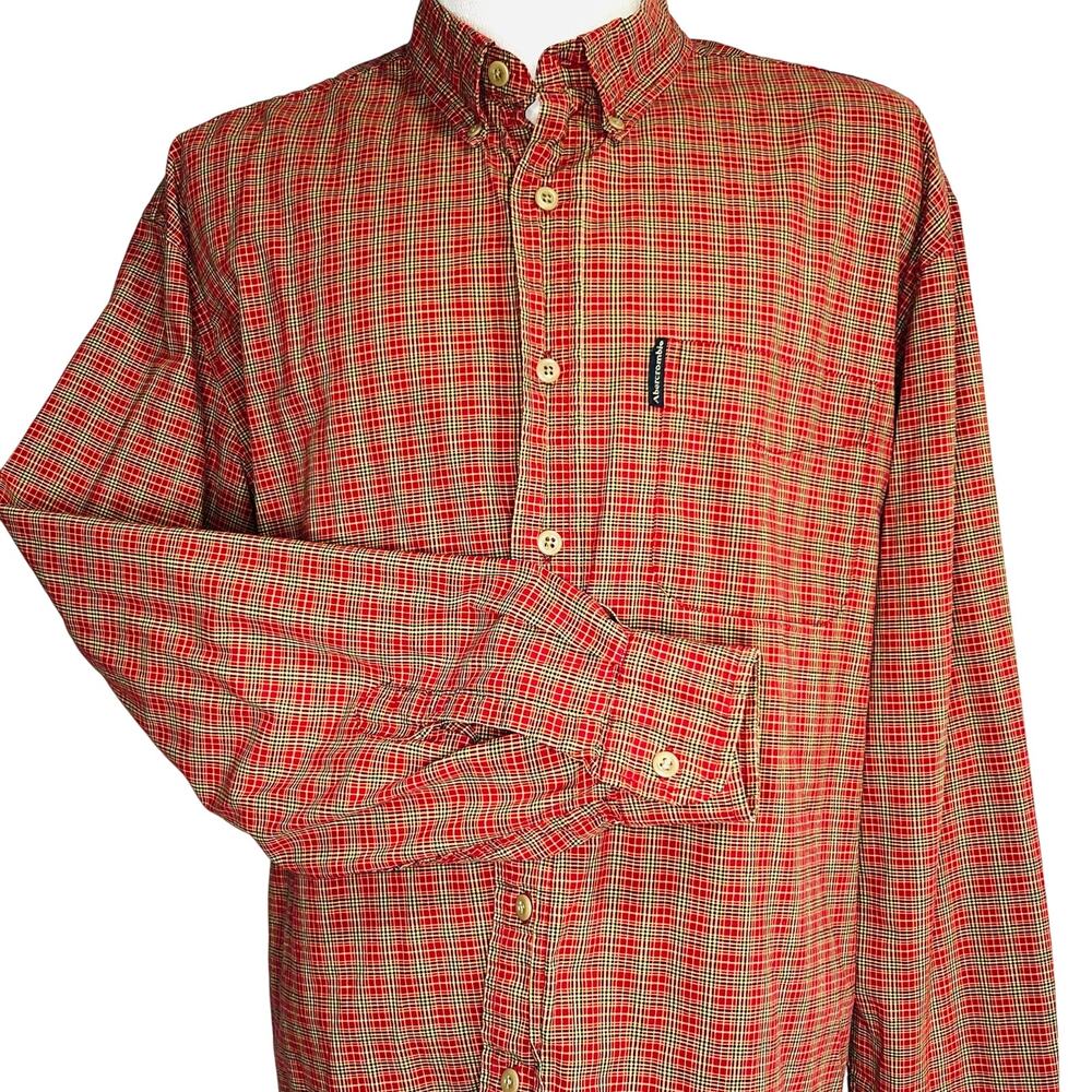 Vintage Abercrombie & Fitch Plaid Button Down Shirt Mens Large Red Long Sleeve